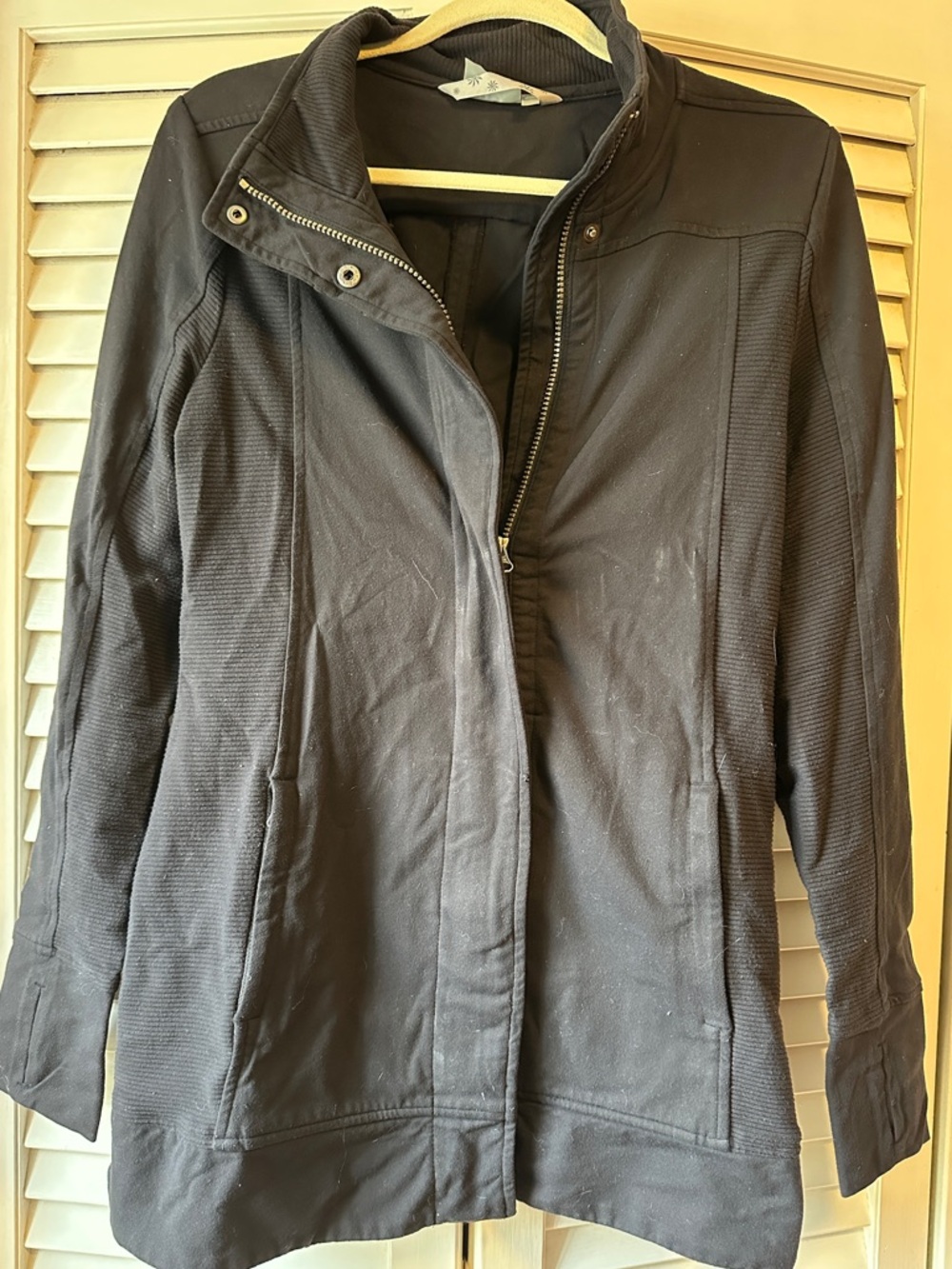 Athleta Black Zip-Front Lightweight Coat, Size M